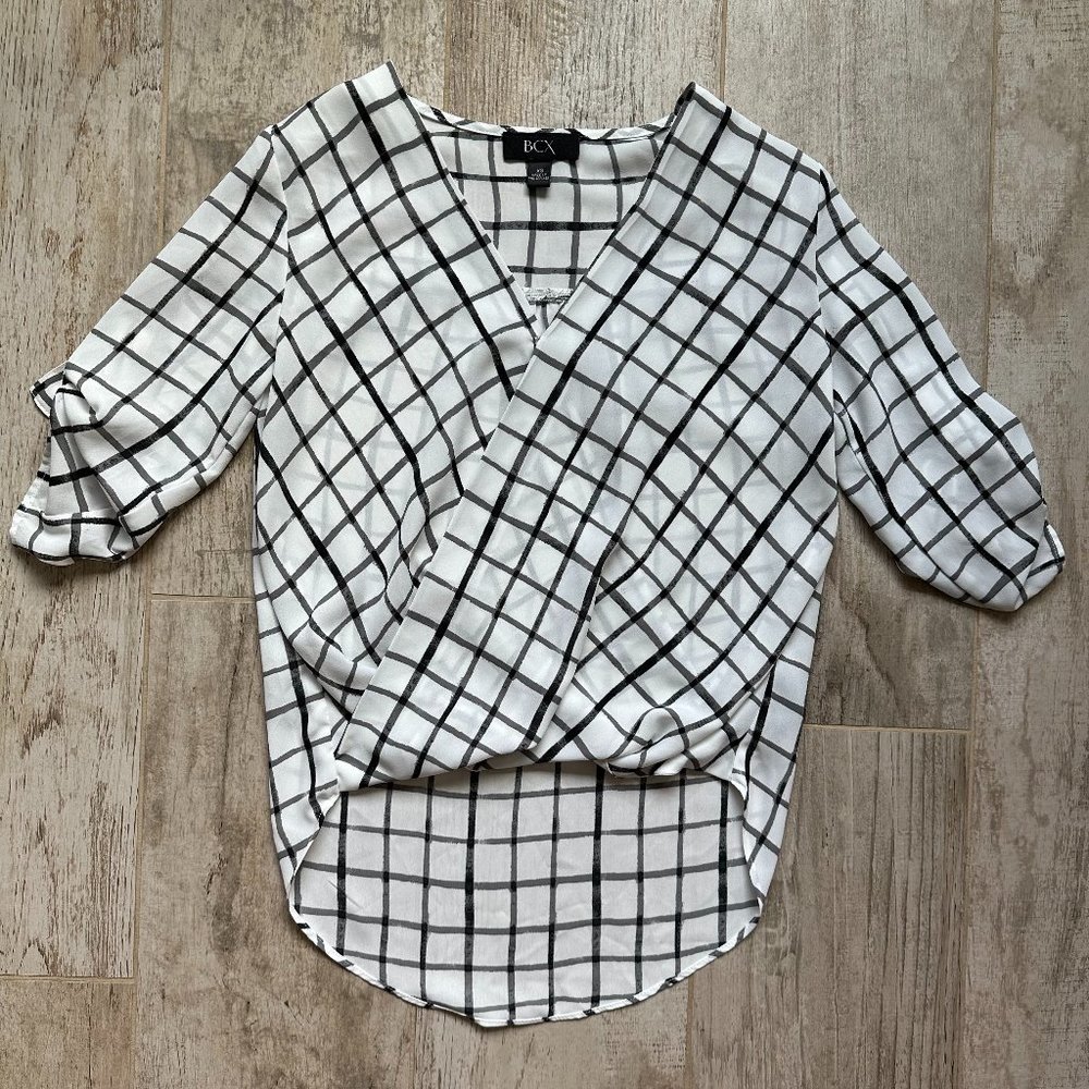 Wrap Checkered Blouse